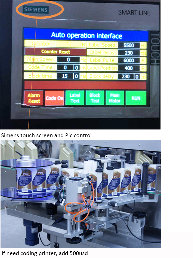 Cena stroje s automatickým štítkem s oboustrannou lahví