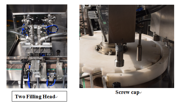 Stroj na plnění a uzavírání lahví sirupu KPGX-1 na léky